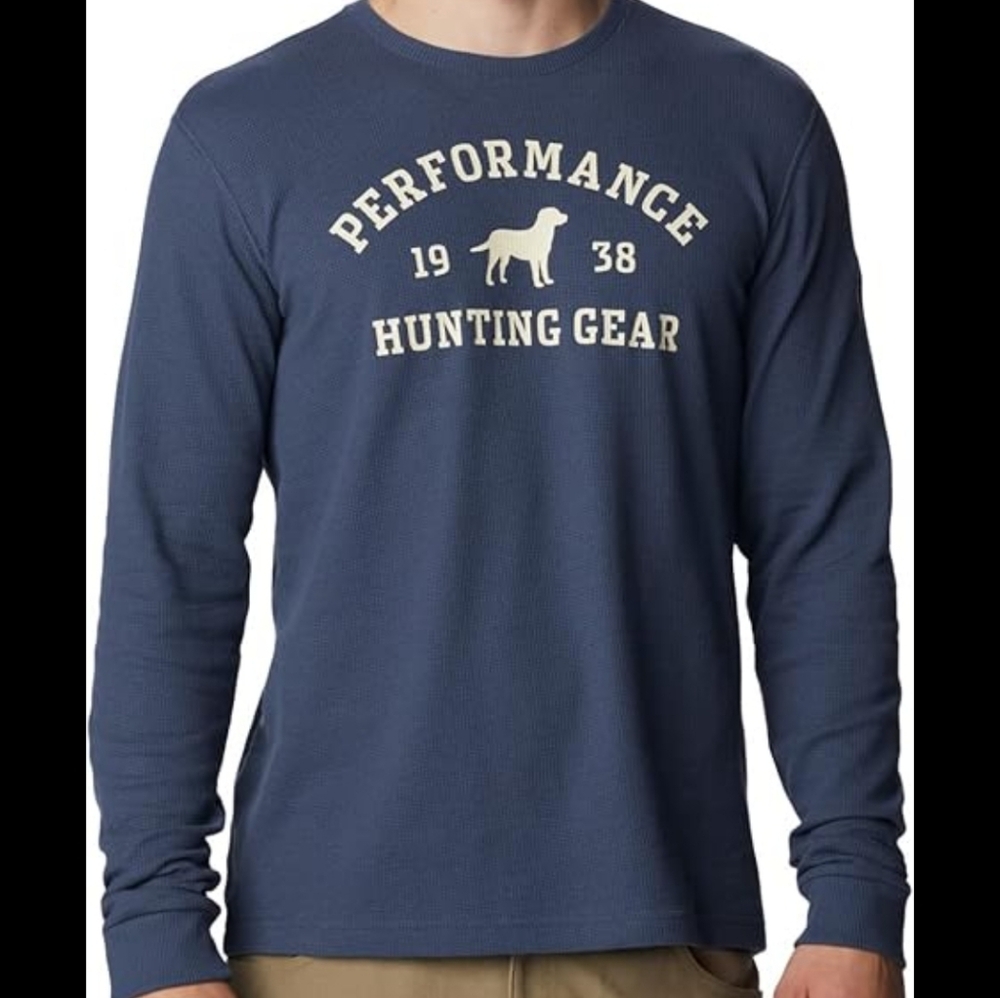 Columbia Navy Long-Sleeve Graphic Tee with Cream Logo